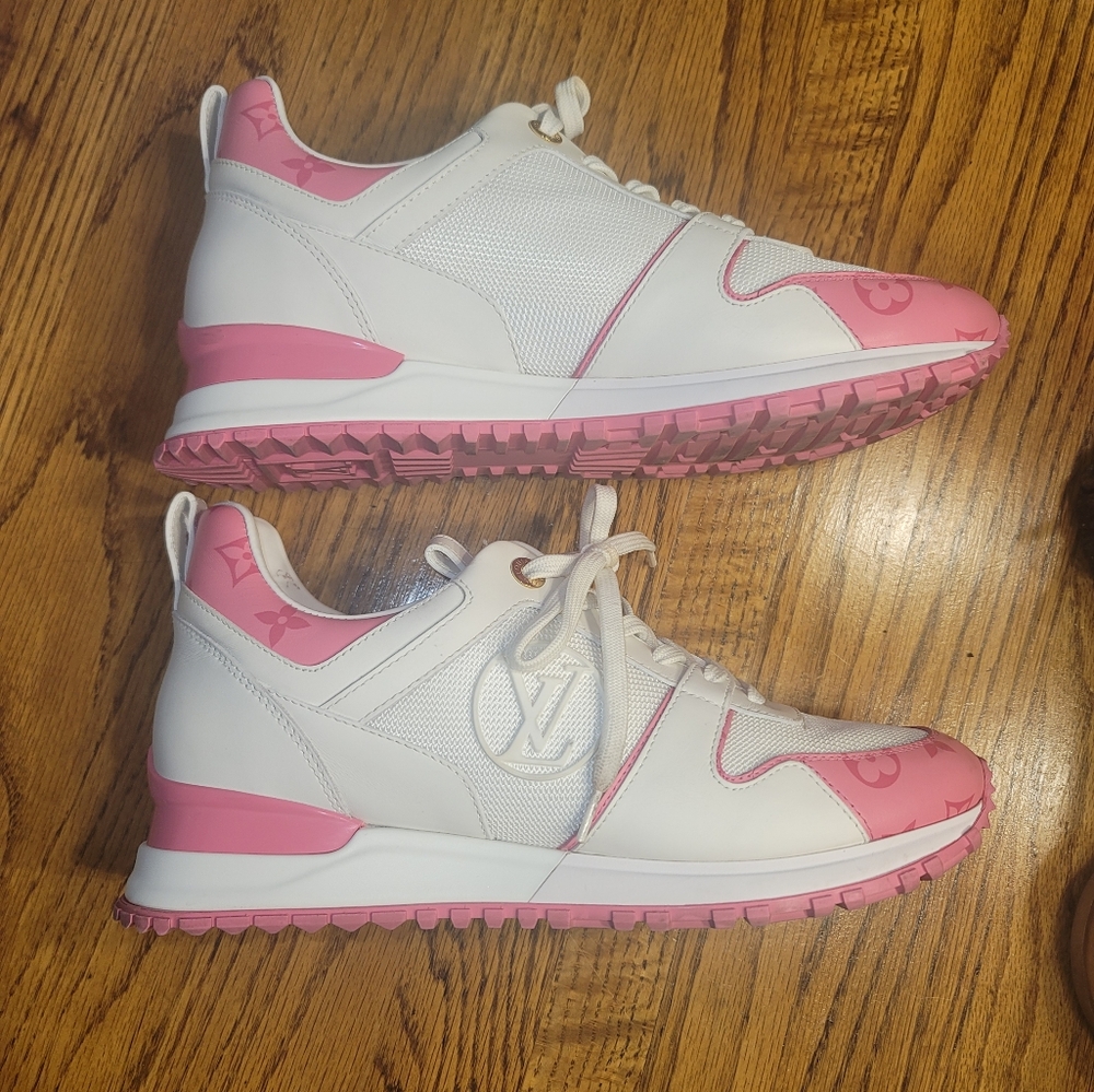 Louis Vuitton Pink White Monogram Run Away Lace Up Shoes Kicks Sneakers